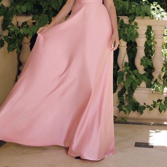 New Dusty Rose Satin Bridesmaid Dress w/ Draped Cowl Neck & Open Back CD T714 - Picture 10 of 10